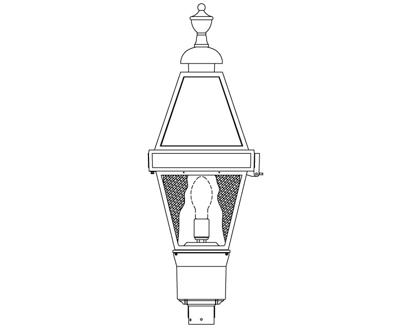 Hampshire, 150W Clear HPS Lamp, Type III Cutoff Reflector, Utility Pod Post Top Mount